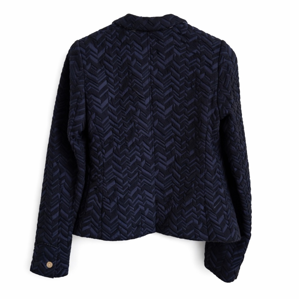 Cartonnier Anthropologie Navy Textured Blazer French Minimalist Tailored Jacket - Picture 4 of 9